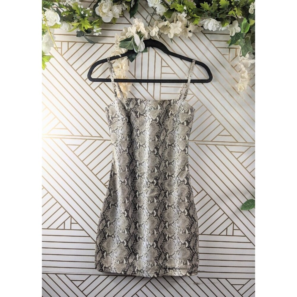 Tiger Mist Snakeskin Print Mini Dress in Black and Cream